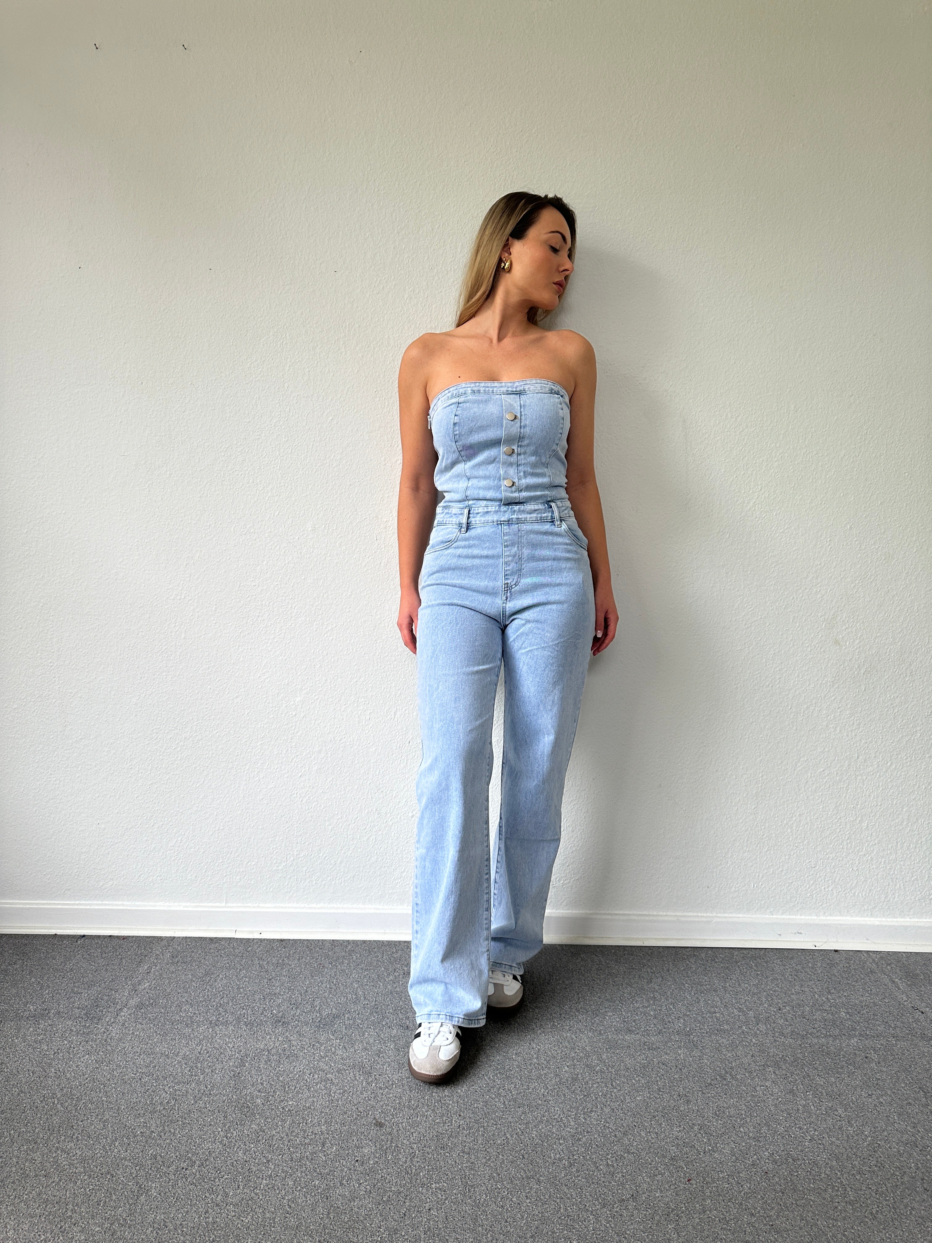 DENIM COTTON JUMPSUIT