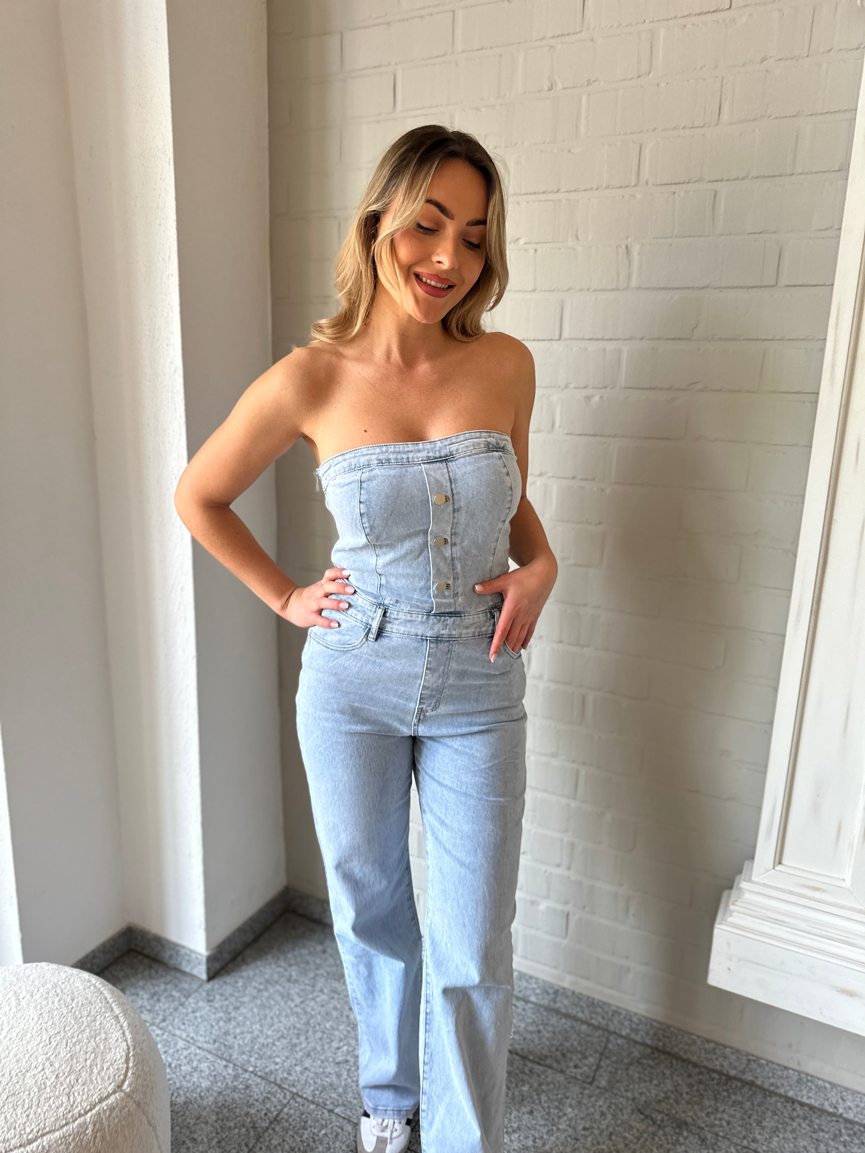 DENIM COTTON JUMPSUIT