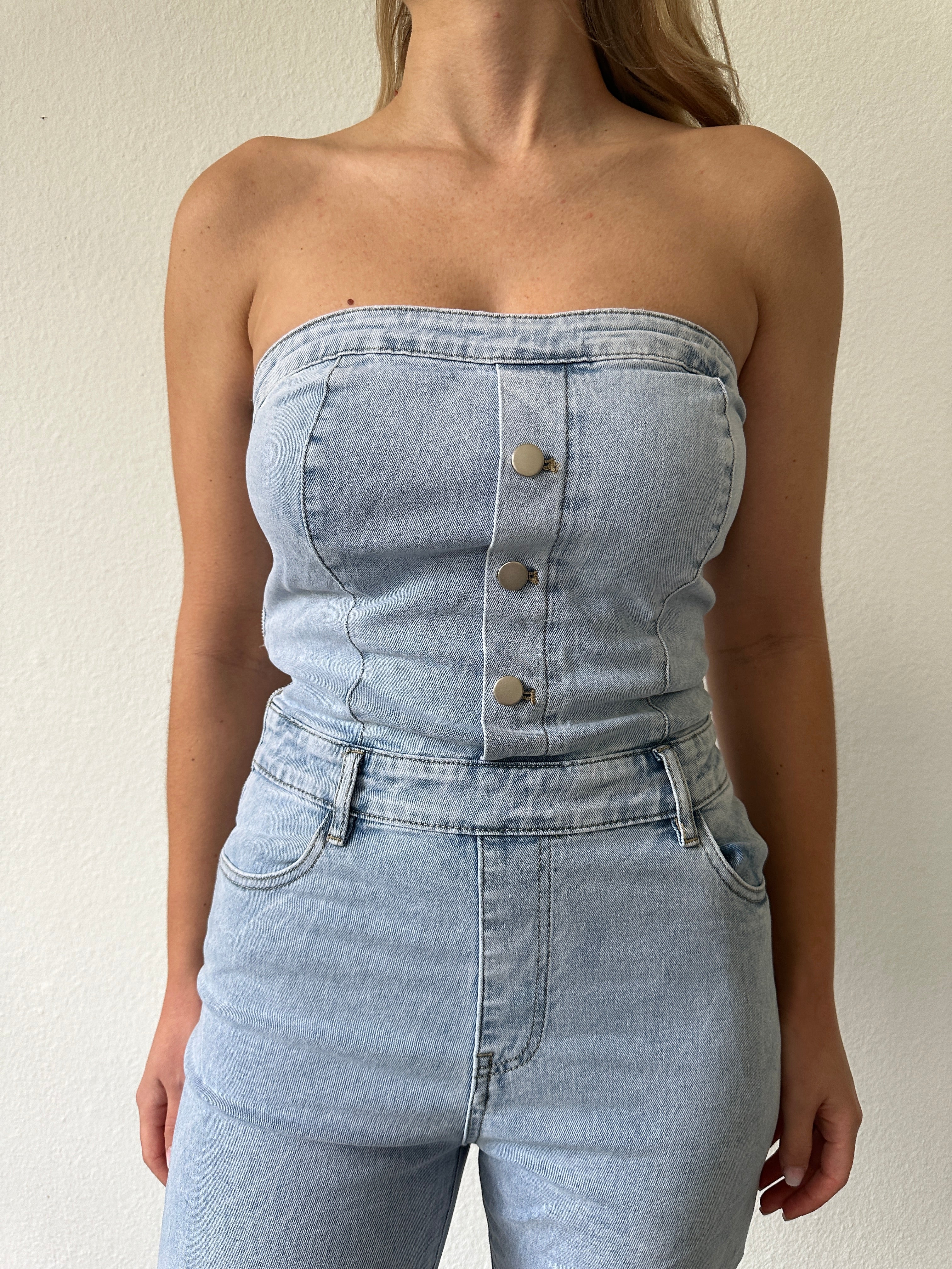 DENIM COTTON JUMPSUIT