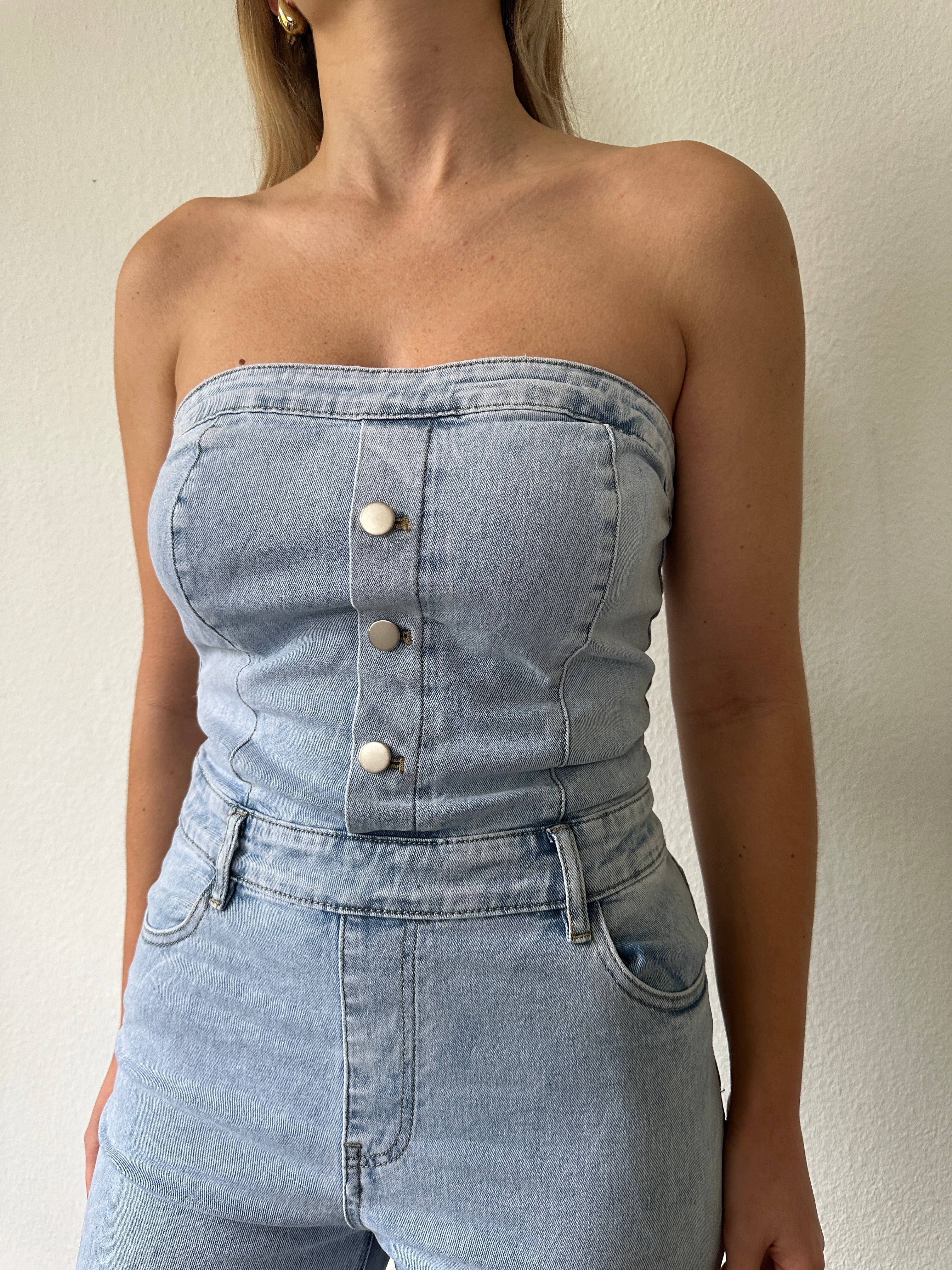 DENIM COTTON JUMPSUIT