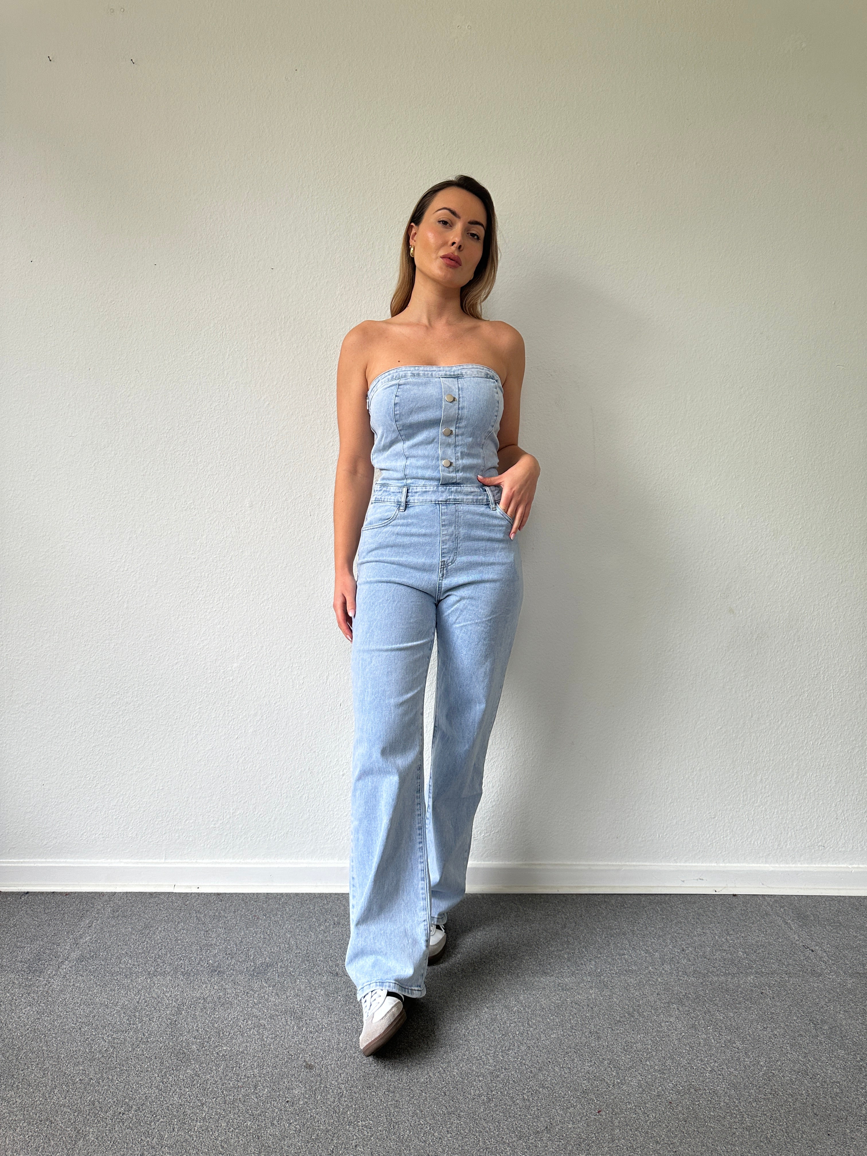 DENIM COTTON JUMPSUIT