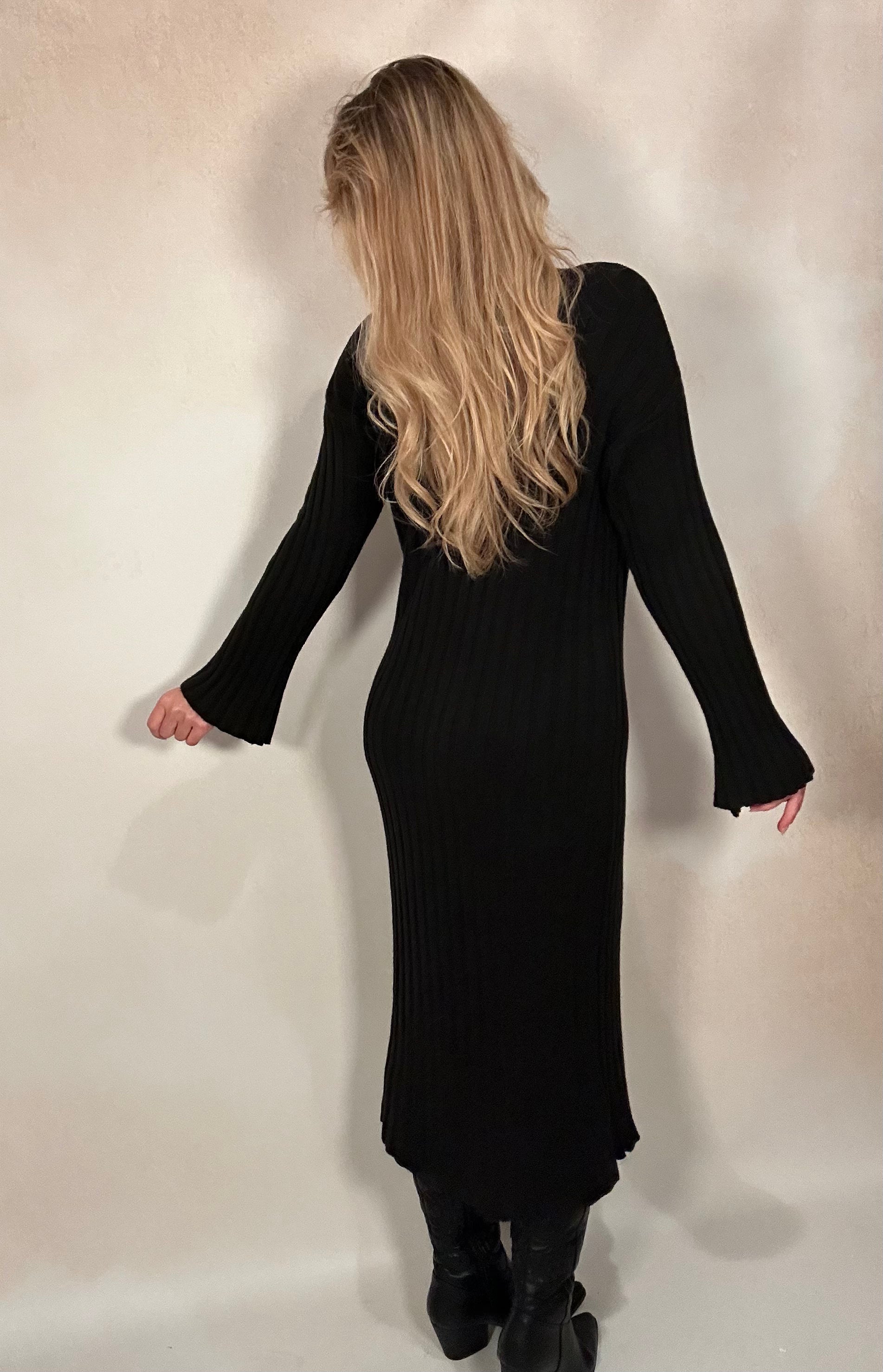 Rippstrick Kleid schwarz